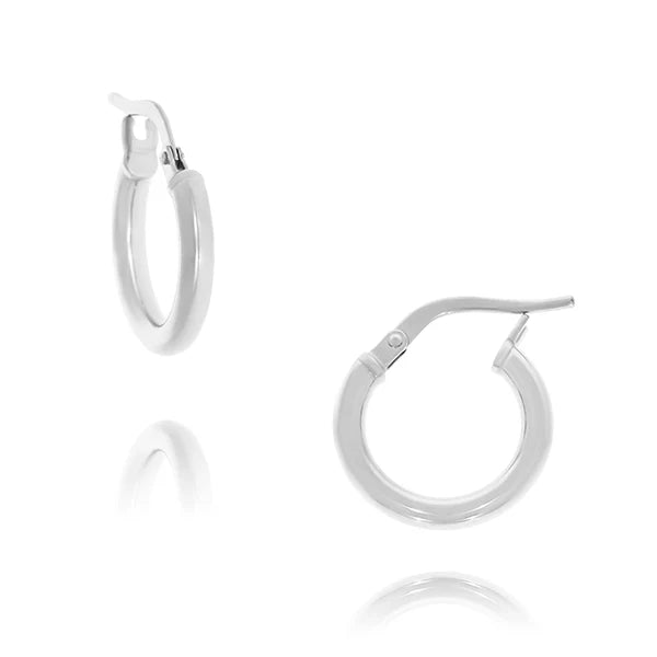 9ct White Gold Silver Filled Hoop Earrings
