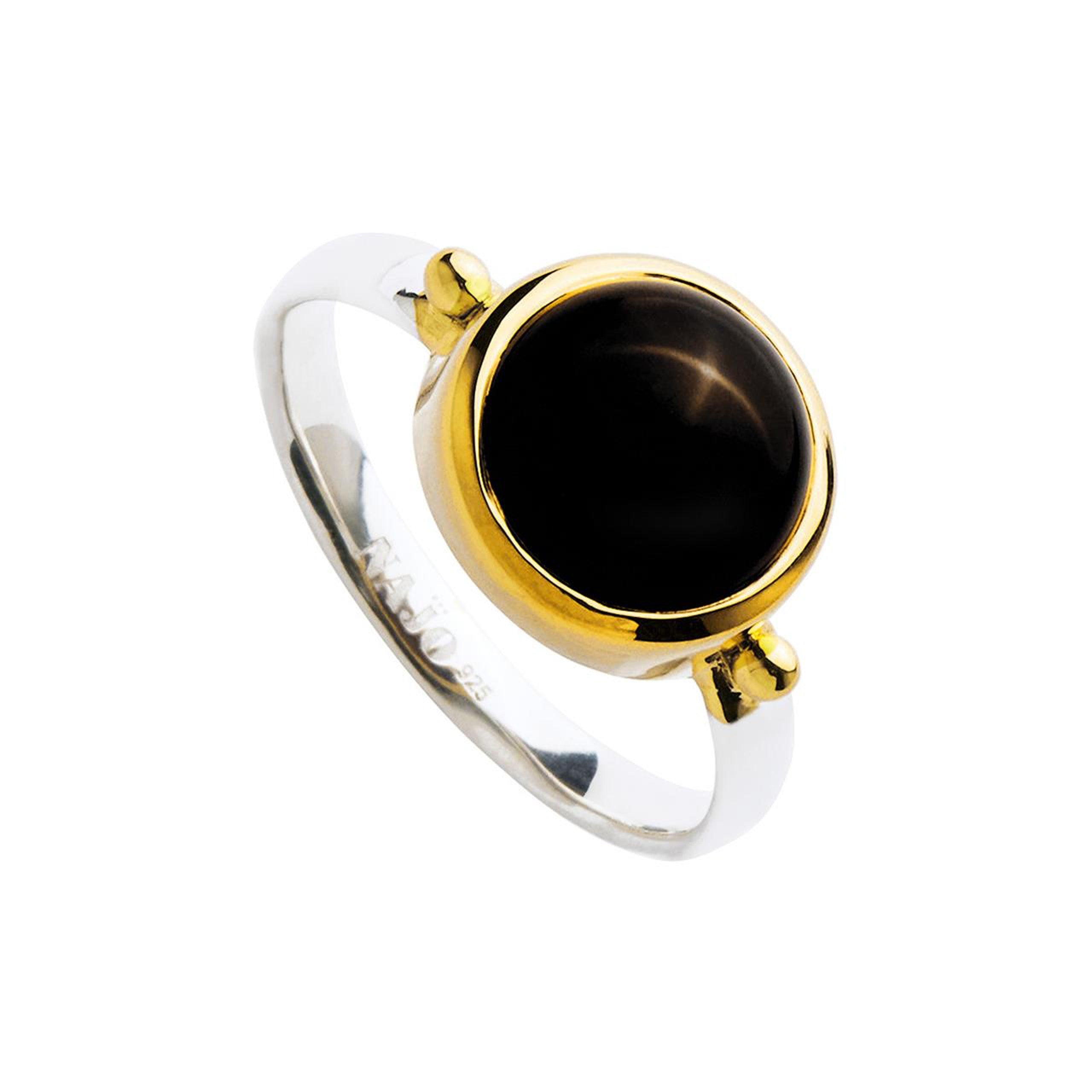 Najo Stargazer Black Onyx Sterling Silver & Gold Tone Ring - Medium