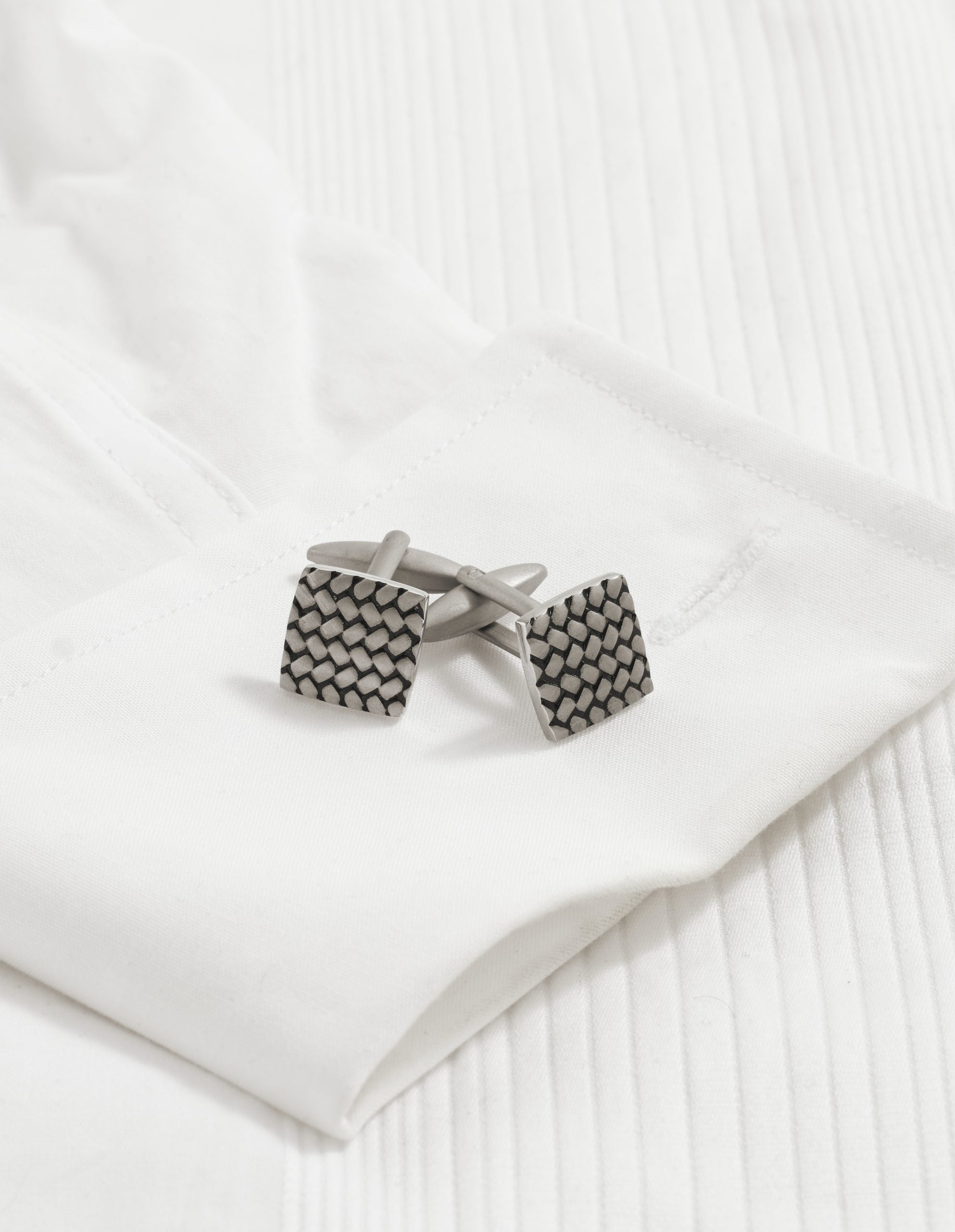 Cudworth Stainless Steel Sandblasted Tyre Pattern Cufflinks