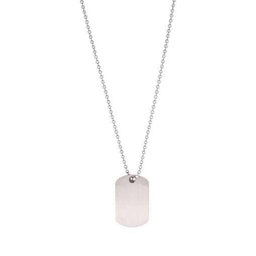 Cudworth Brushed Steel Single Dog Tag Pendant with Stainless Steel 55cm Ball Chain