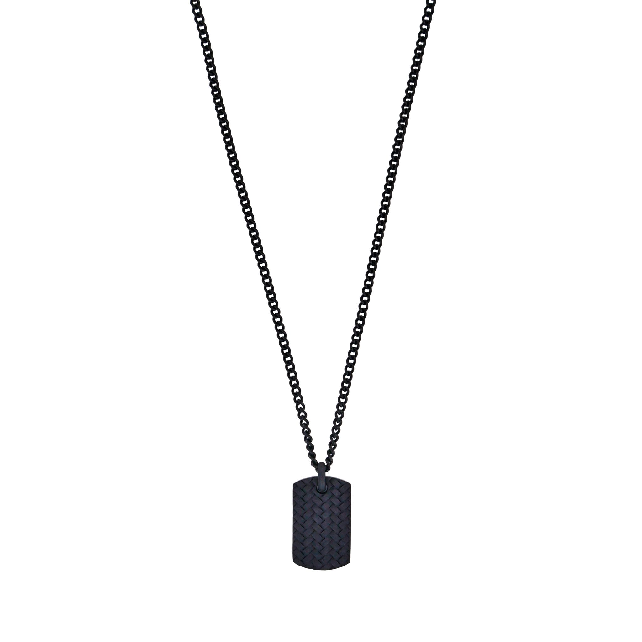 Cudworth ION PLATED BLACK STAINLEStainless Steel STEEL TYRE PATTERN DOG TAG PENDANT & CHAIN