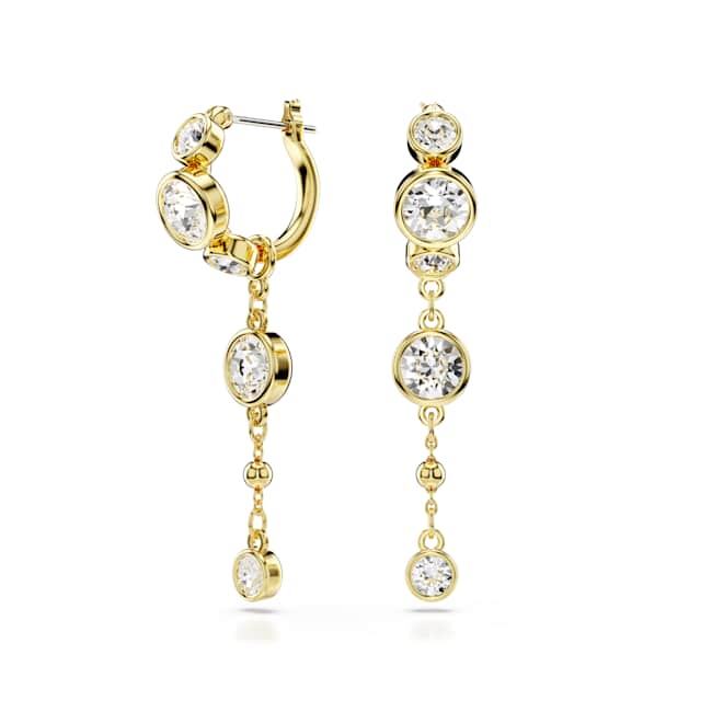 Swarovski Imber Drop Earrings – Round cut, White, 18K gold finish