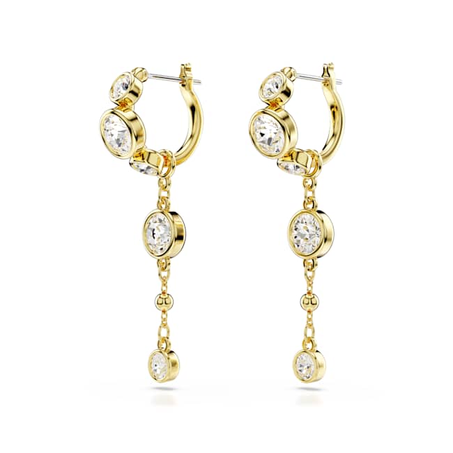 Swarovski Imber Drop Earrings – Round cut, White, 18K gold finish