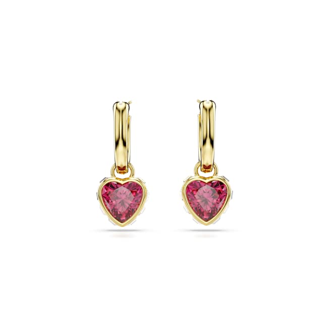 Swarovski Chroma Drop Earrings – Heart, Red, Gold-tone plated