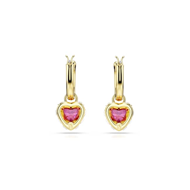 Swarovski Chroma Drop Earrings – Heart, Red, Gold-tone plated