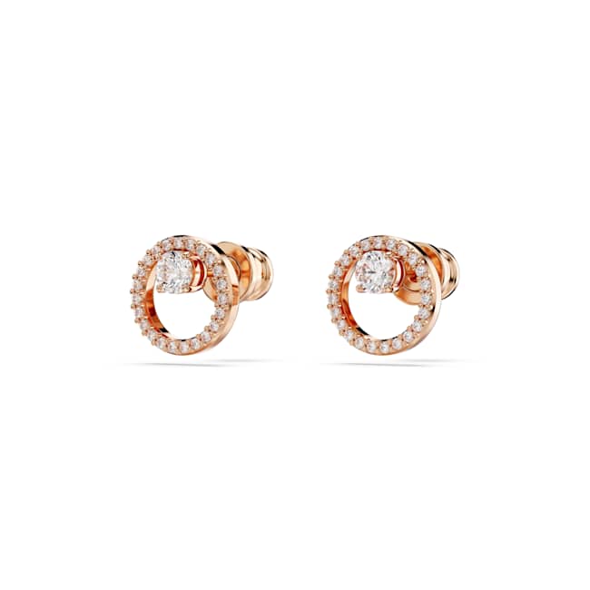 Swarovski Constella Stud Earrings – Round cut, White, 18K rose gold finish