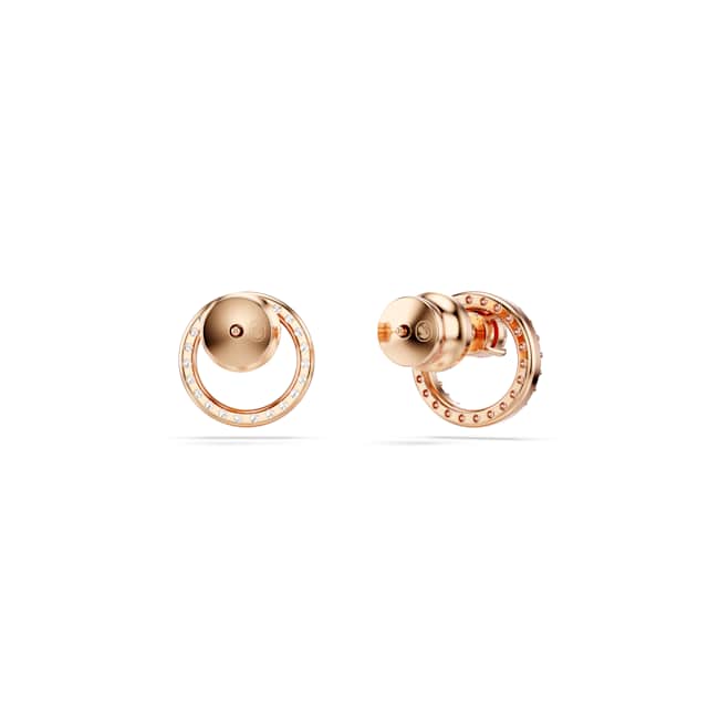 Swarovski Constella Stud Earrings – Round cut, White, 18K rose gold finish