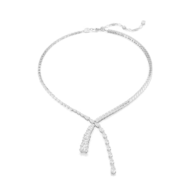 Swarovski Matrix Y Necklace – Mixed cuts, White, Rhodium plated