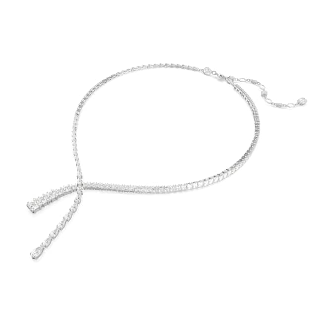 Swarovski Matrix Y Necklace – Mixed cuts, White, Rhodium plated