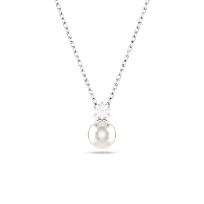 Swarovski Matrix Pendant – Crystal pearl, Round cut, White, Rhodium plated