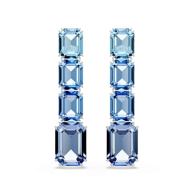 Swarovski Millenia Drop Earrings – Octagon cut, Colour gradient, Blue, Rhodium plated