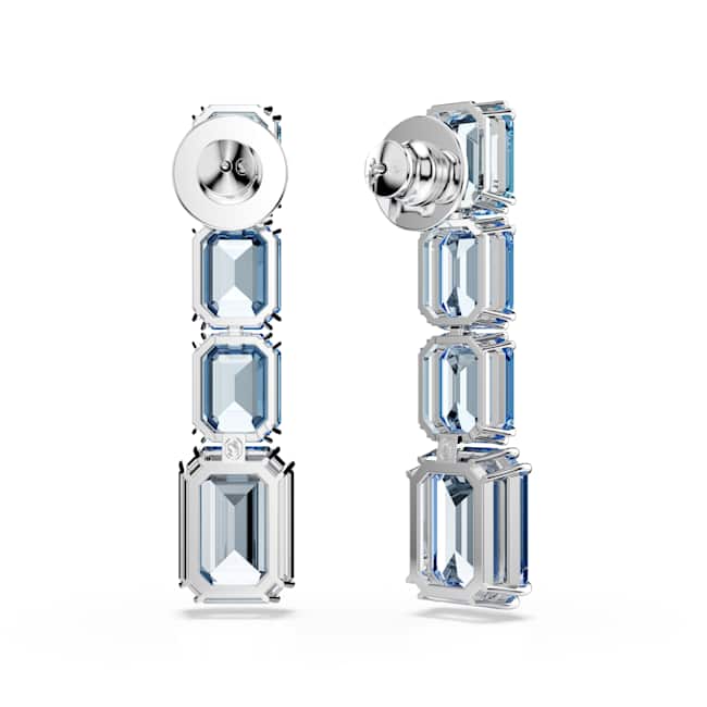 Swarovski Millenia Drop Earrings – Octagon cut, Colour gradient, Blue, Rhodium plated