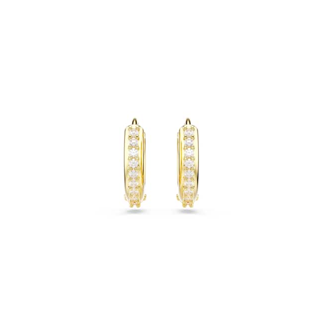 Swarovski Matrix Hoop Earrings – Round cut, White, 18K gold finish