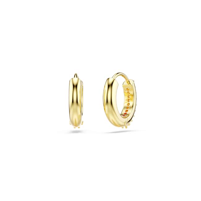 Swarovski Matrix Hoop Earrings – Round cut, White, 18K gold finish