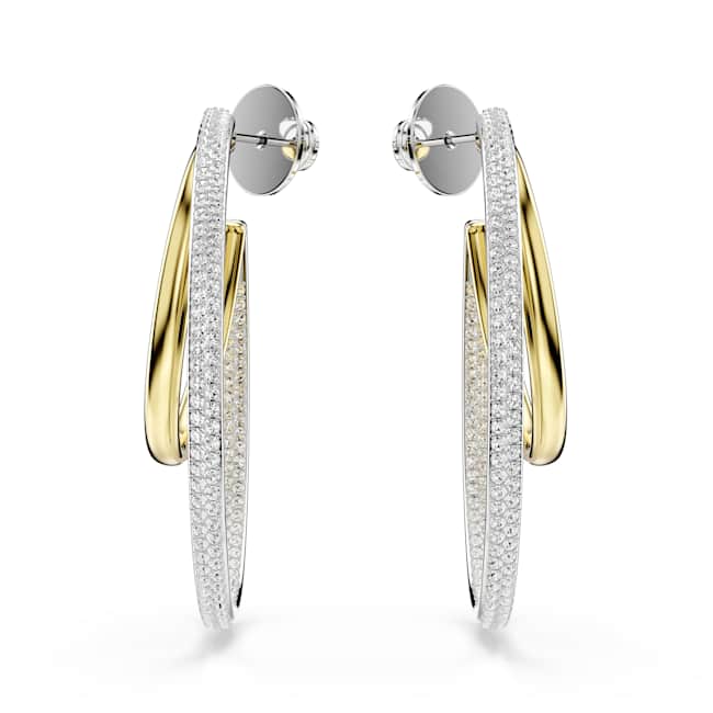 Swarovski Hyperbola Hoop Earrings – Round cut, Medium, White, Mixed metal finish