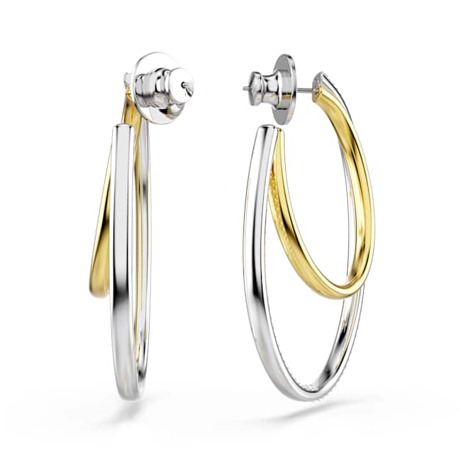 Swarovski Hyperbola Hoop Earrings – Round cut, Medium, White, Mixed metal finish