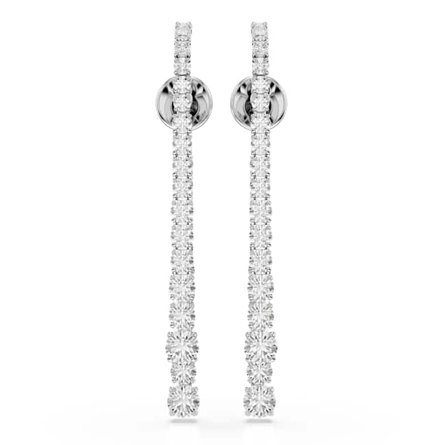 Swarovski Matrix Drop Earrings – Gradient of round cuts, White, Rhodium plated