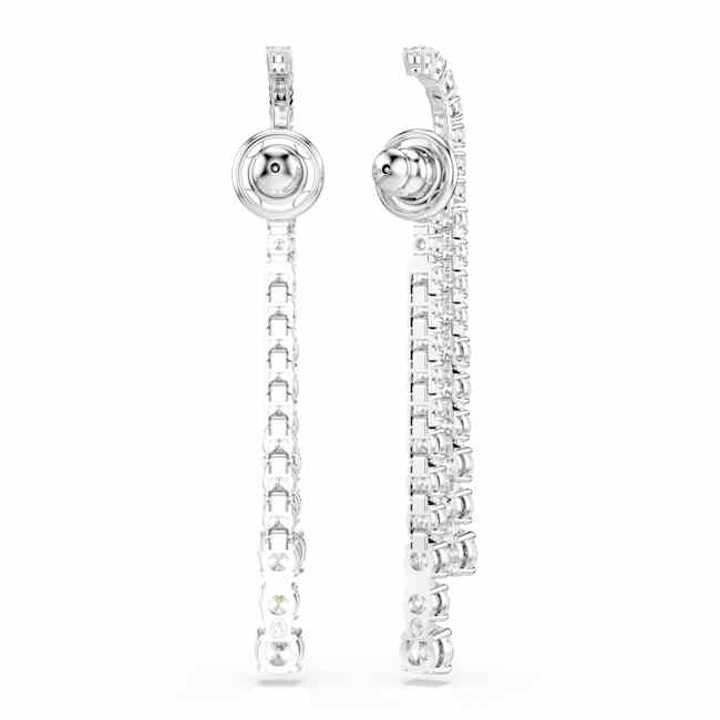 Swarovski Matrix Drop Earrings – Gradient of round cuts, White, Rhodium plated