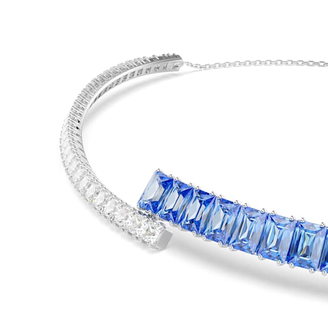 Swarovski Matrix Choker – Mixed cuts, Blue, Rhodium plated