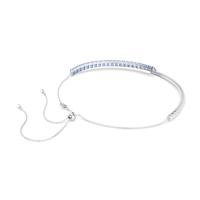 Swarovski Matrix Choker – Mixed cuts, Blue, Rhodium plated
