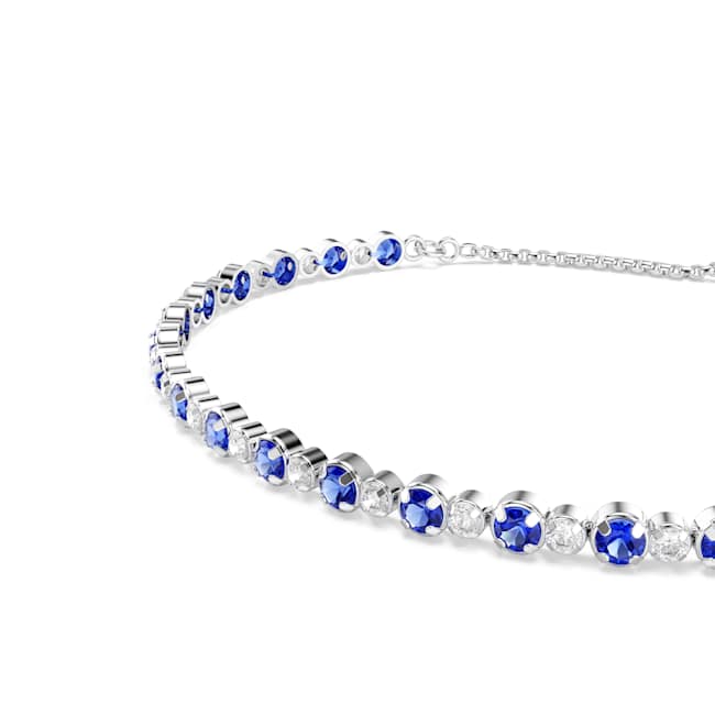 Swarovski Matrix Tennis Bracelet – Mixed round cuts, Blue, Rhodium plated