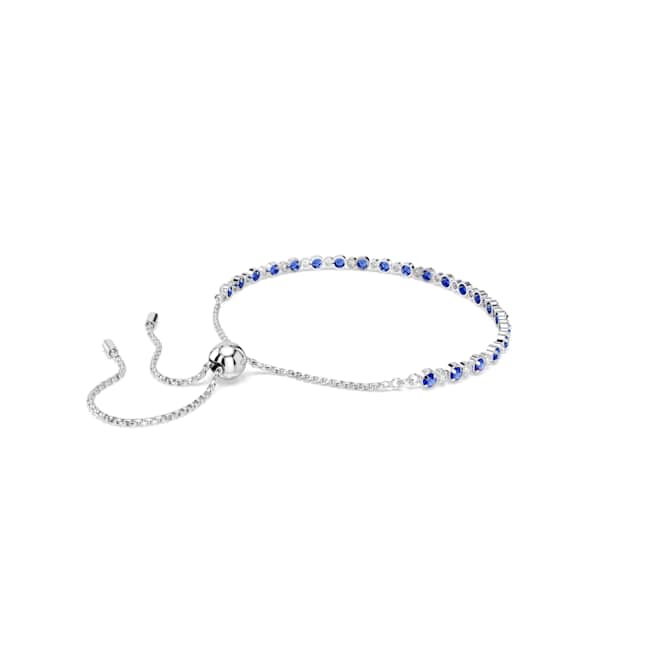 Swarovski Matrix Tennis Bracelet – Mixed round cuts, Blue, Rhodium plated