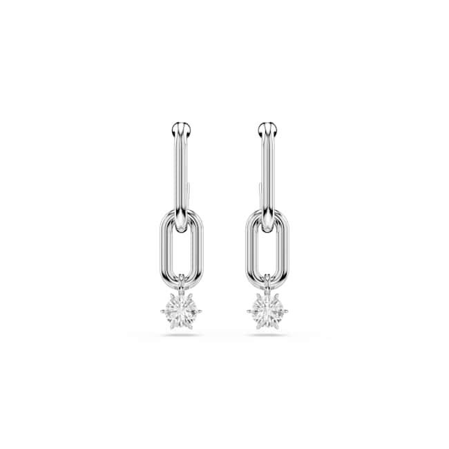 Swarovski Constella Drop Earrings – Round cut, White, Rhodium plated