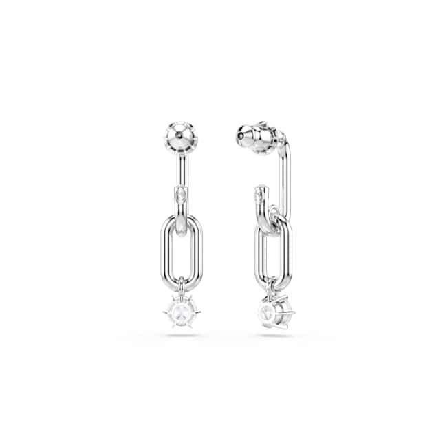 Swarovski Constella Drop Earrings – Round cut, White, Rhodium plated