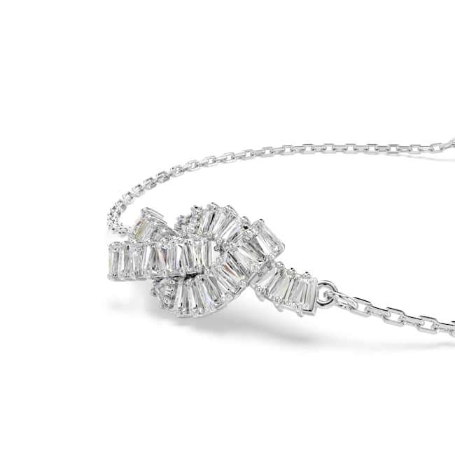 Swarovski Matrix Bracelet – Baguette cut, Knot, White, Rhodium plated