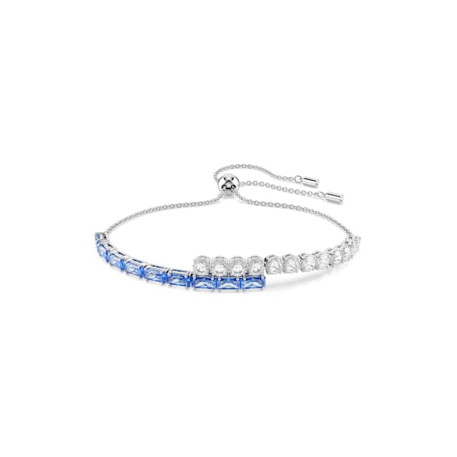 Swarovski Matrix bracelet – Mixed cuts, Blue, Rhodium plated