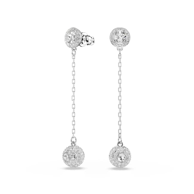 Swarovski Una Angelic Drop Earrings – Round cut, White, Rhodium plated