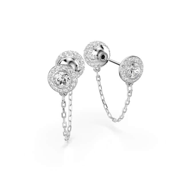 Swarovski Una Angelic Drop Earrings – Round cut, White, Rhodium plated