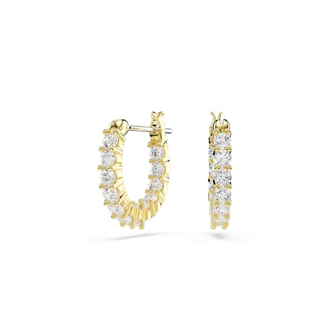 Swarovski Matrix Vittore hoop earrings – Round cut, White, Gold-tone plated