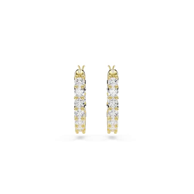 Swarovski Matrix Vittore Hoop Earrings – Round cut, White, Gold-tone plated