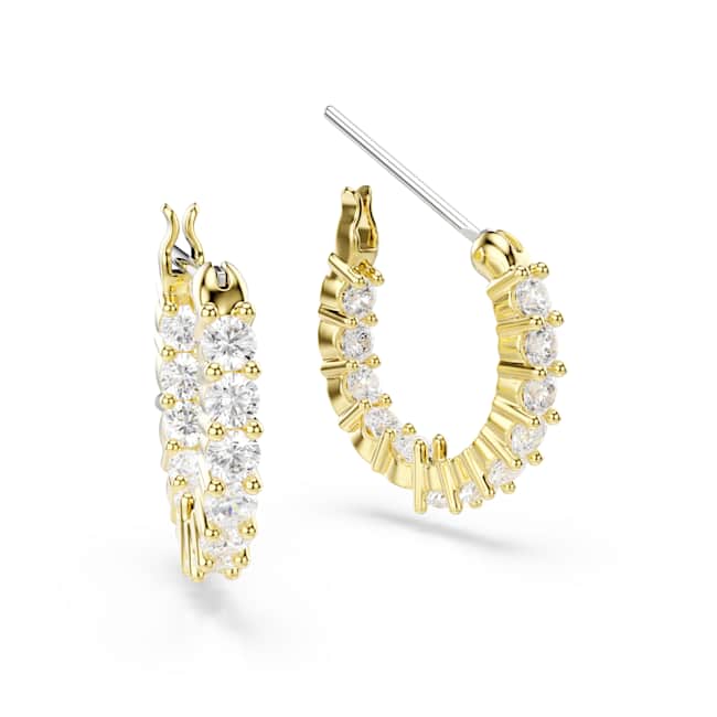 Swarovski Matrix Vittore Hoop Earrings – Round cut, White, Gold-tone plated