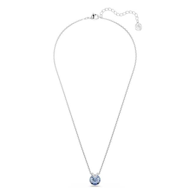 Swarovski Bella V Pendant – Round cut, Blue, Rhodium plated