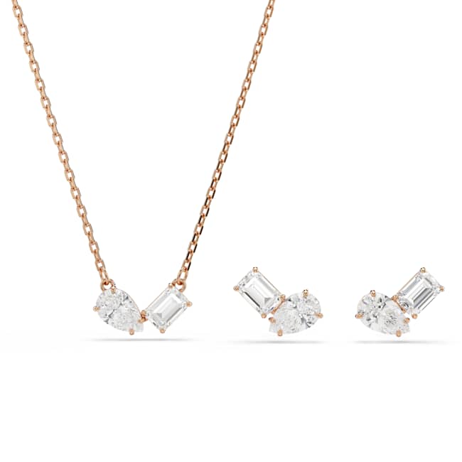 Swarovski Mesmera set – Pear cut, Octagon cut, White, Rose gold-tone plated