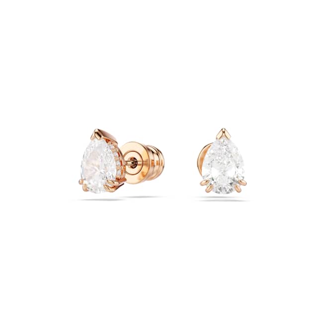 Swarovski Stilla Stud Earrings – Pear cut, White, Rose gold-tone plated