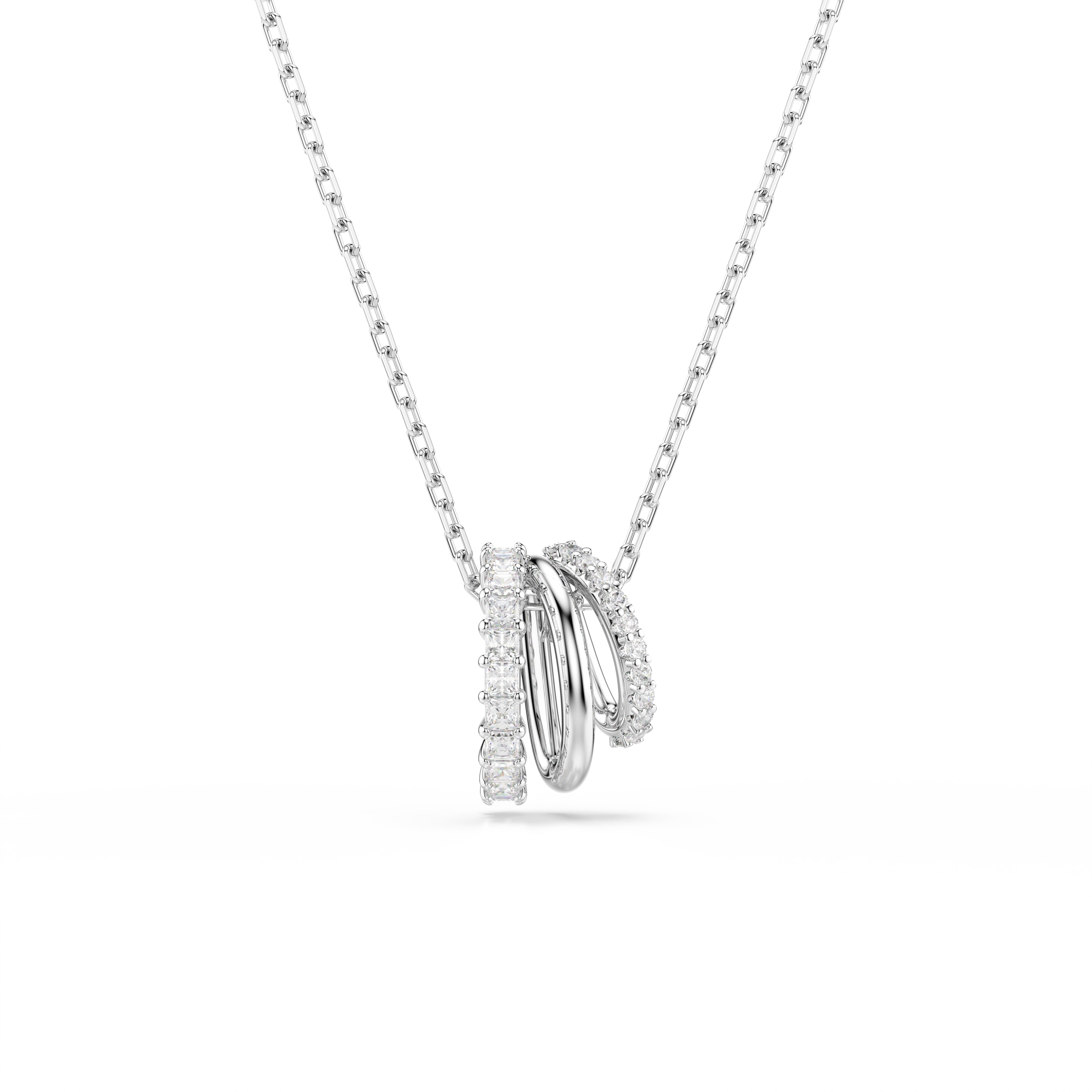 Swarovski Hyperbola pendant – Round cut, White, Rhodium plated
