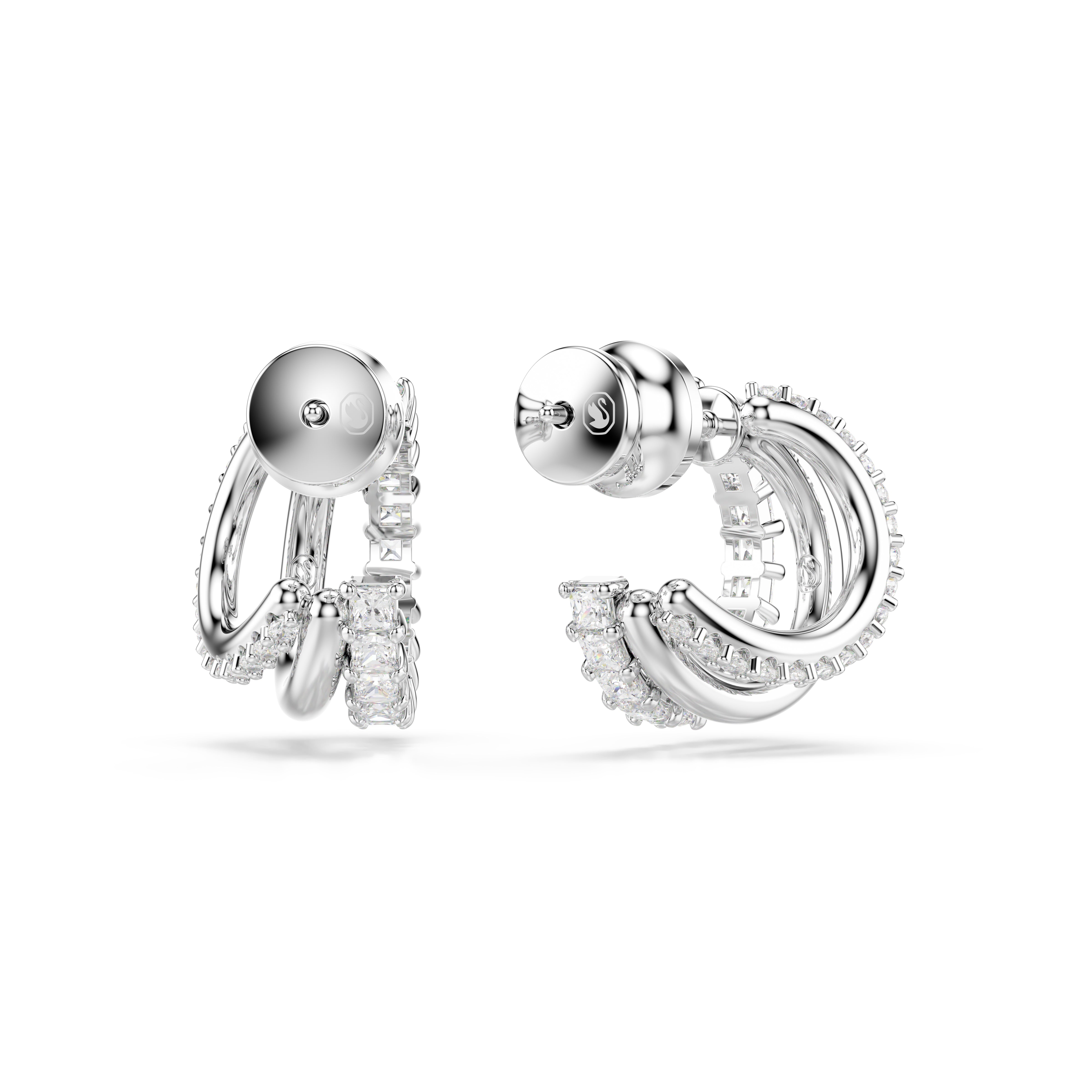 Swarovski Hyperbola Hoop Earrings – Round cut, Mini, White, Rhodium plated