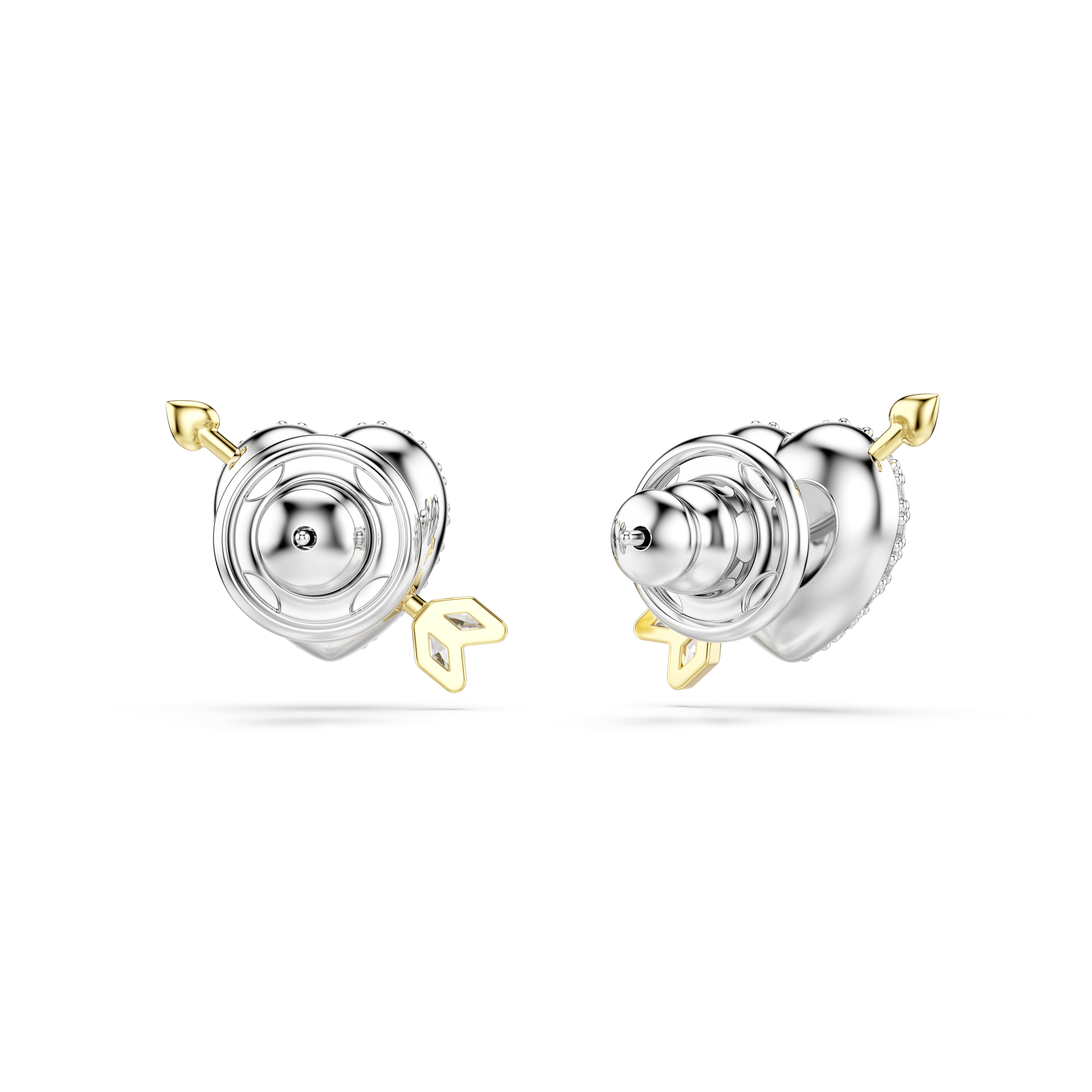 Swarovski Idyllia Stud Earrings – Mixed cuts, Heart with arrow, White, Mixed metal finish