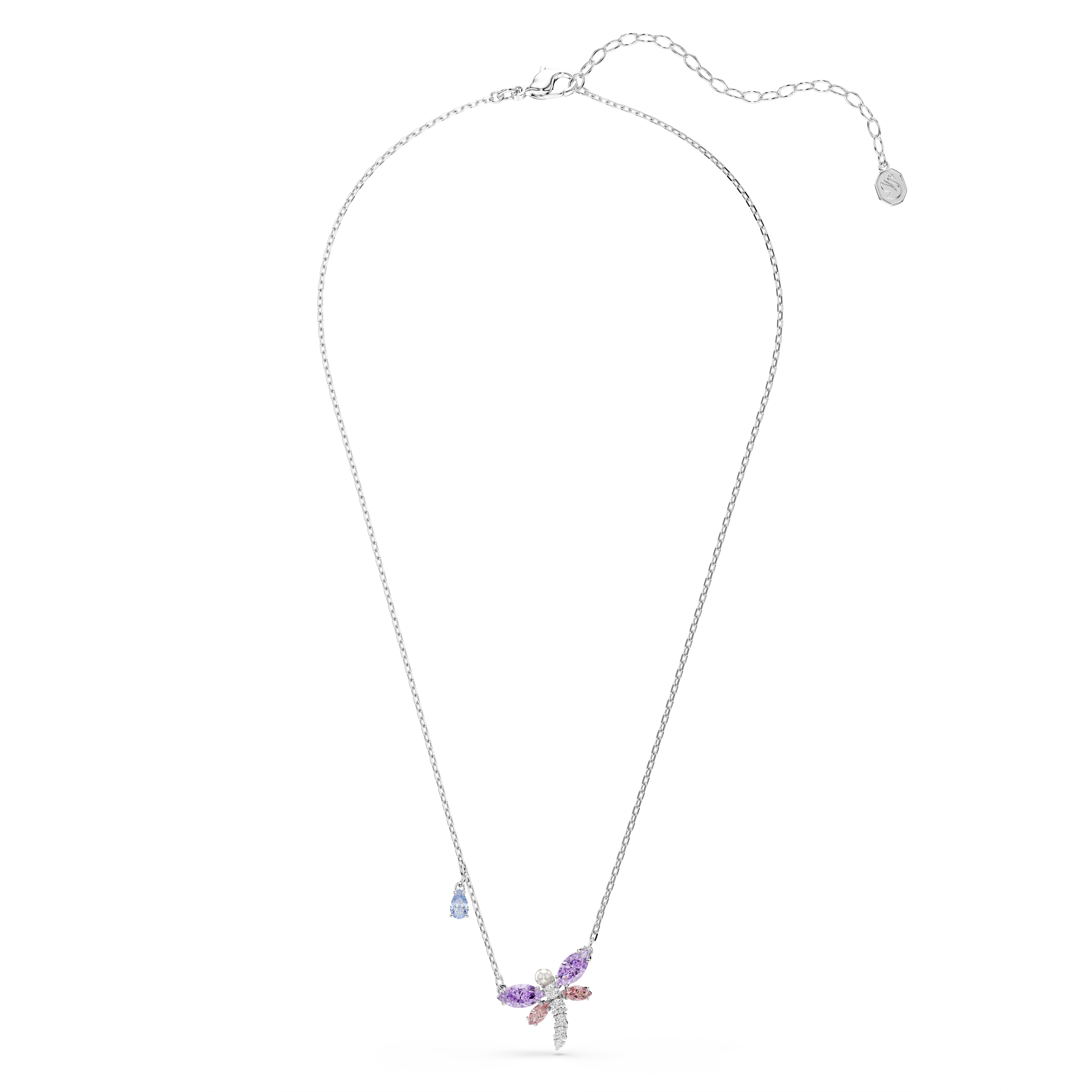 Swarovski Ariana Grande x Swarovski Pendant – Mixed cuts, Dragonfly, Multicolored, Rhodium plated