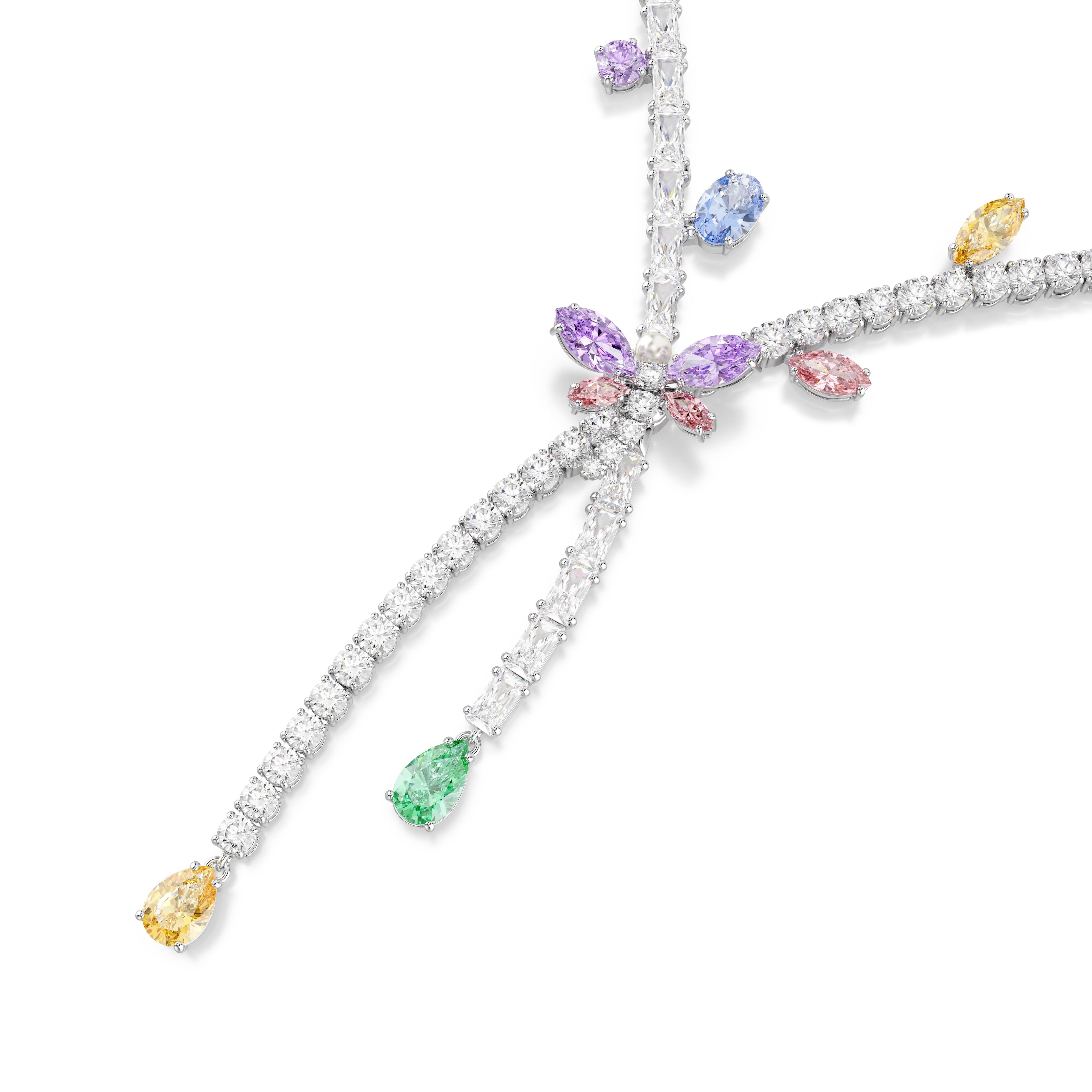 Swarovski Ariana Grande x Swarovski Necklace – Mixed cuts, Dragonfly, Multicolored, Rhodium plated