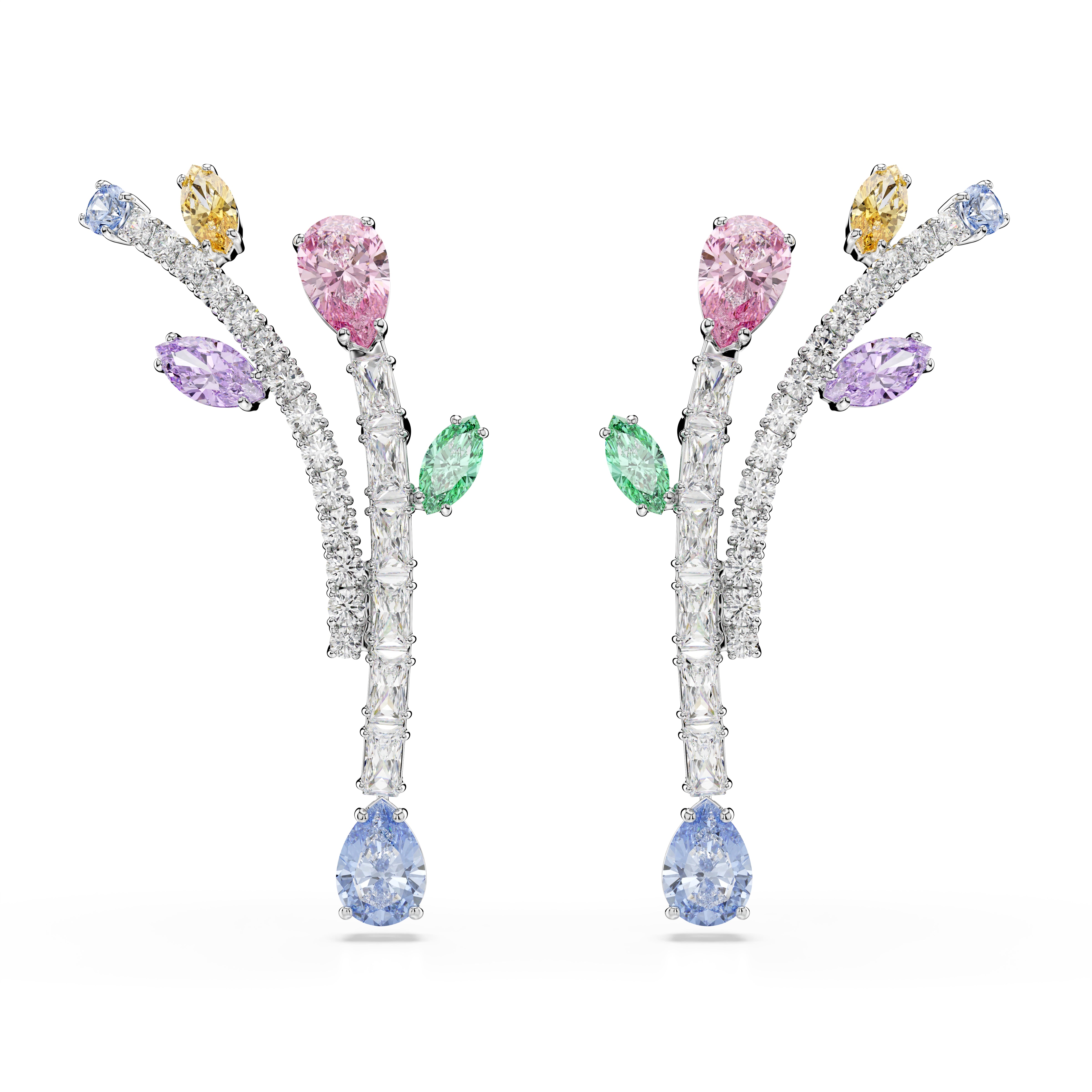 Swarovski Ariana Grande x Swarovski drop earrings – Mixed cuts, Multicolored, Rhodium plated