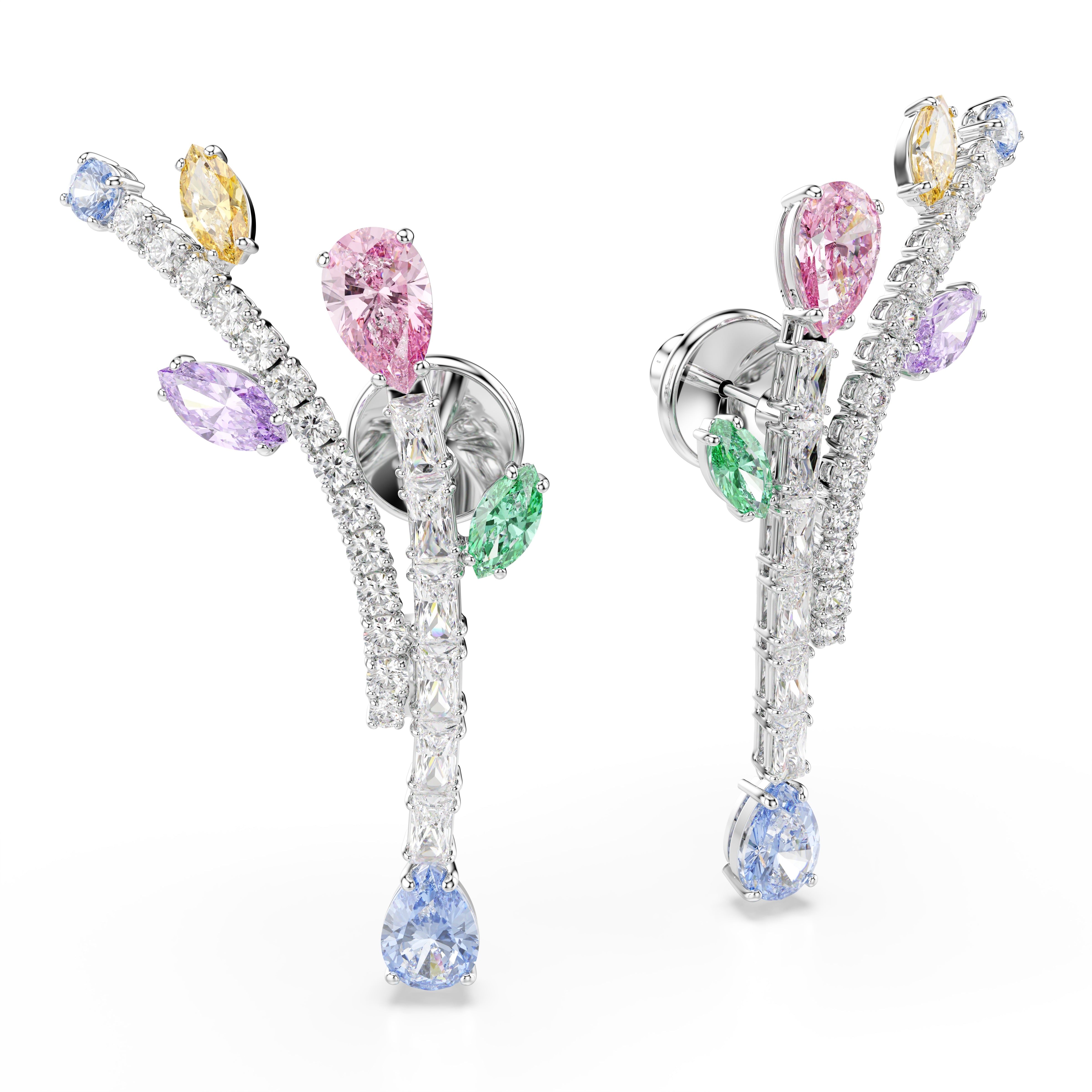 Swarovski Ariana Grande x Swarovski Drop Earrings – Mixed cuts, Multicolored, Rhodium plated