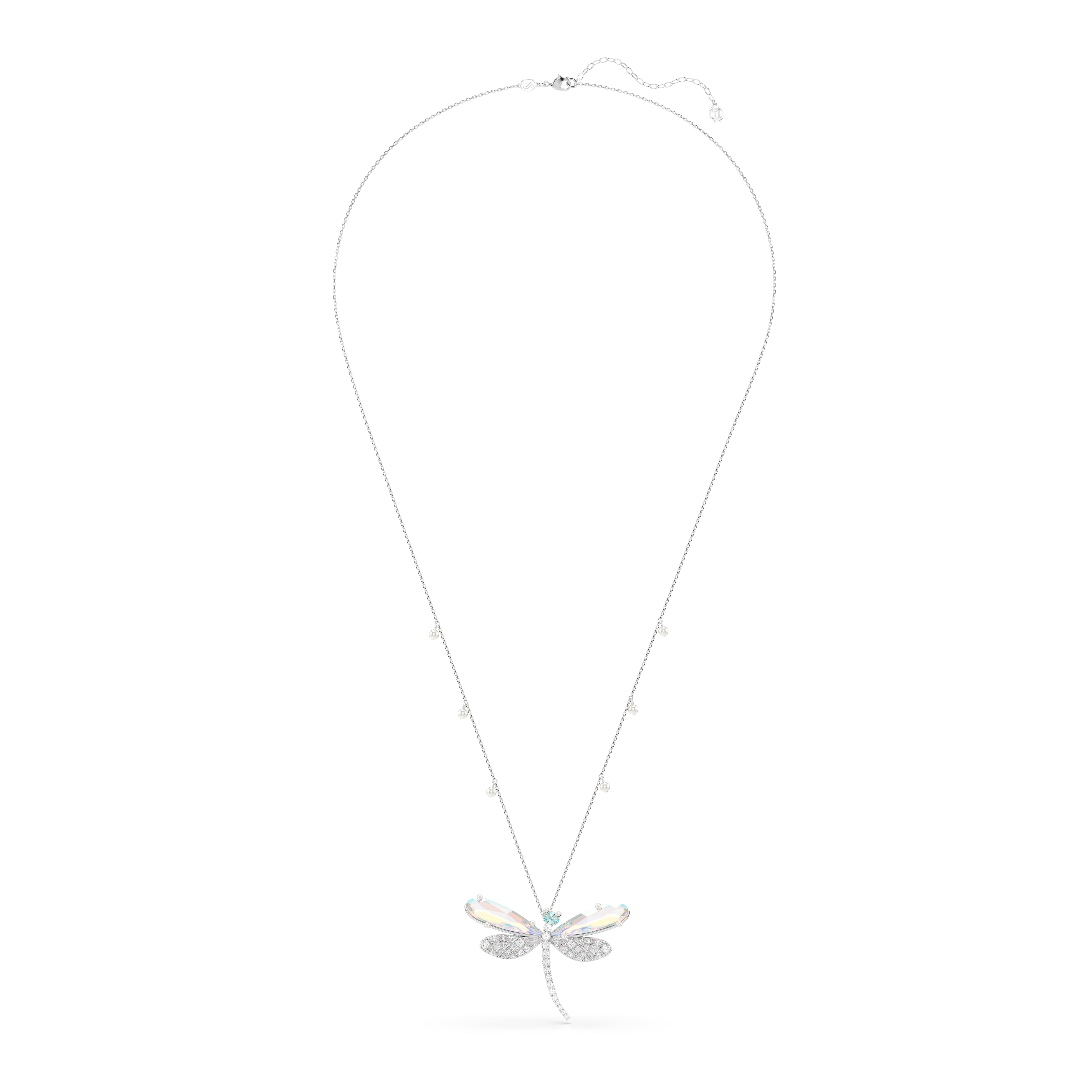 Swarovski Ariana Grande x Swarovski Pendant And Brooch – Crystal Pearl, Mixed cuts, Dragonfly, White, Rhodium plated