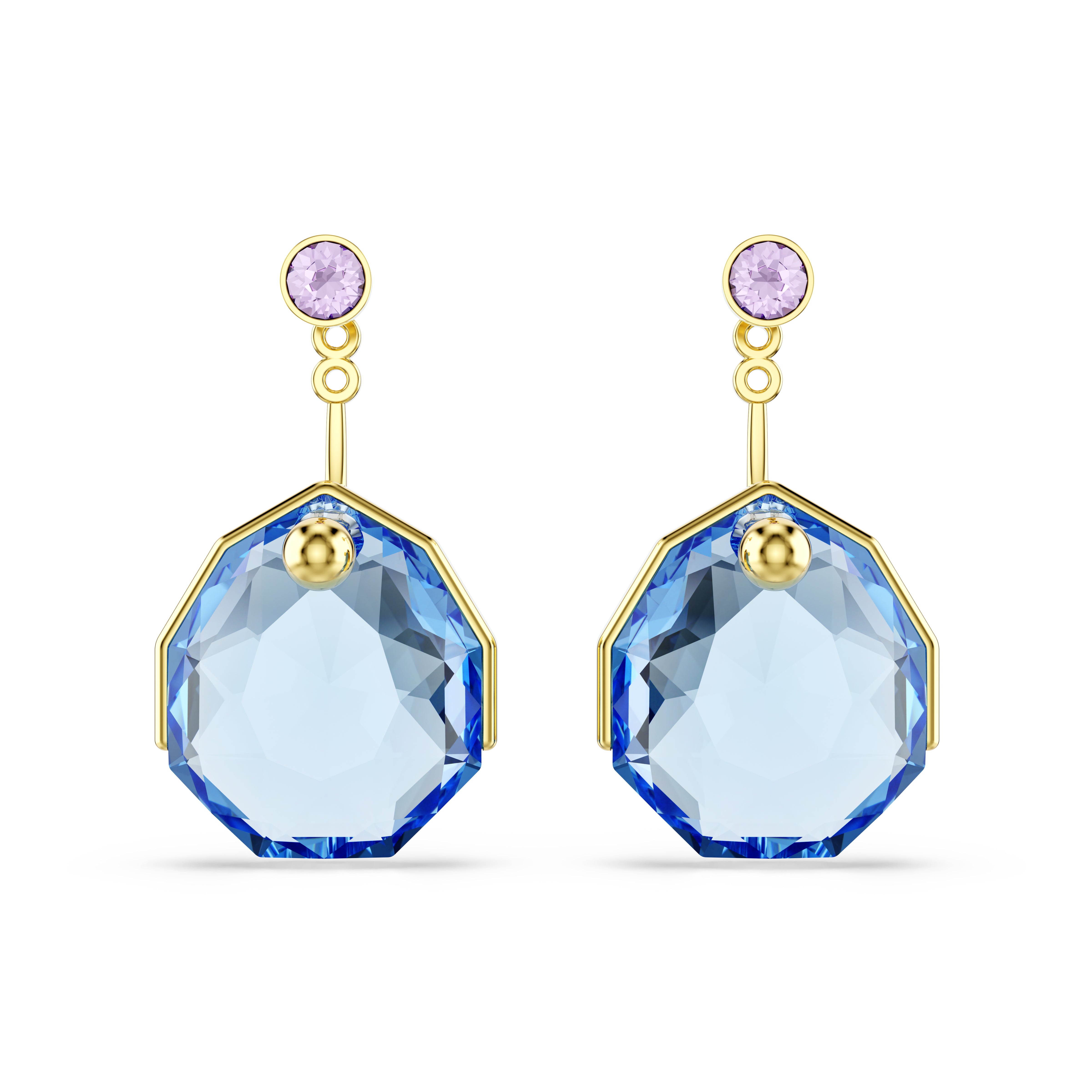 Swarovski Gema earring jackets – Blue, Gold-tone plated