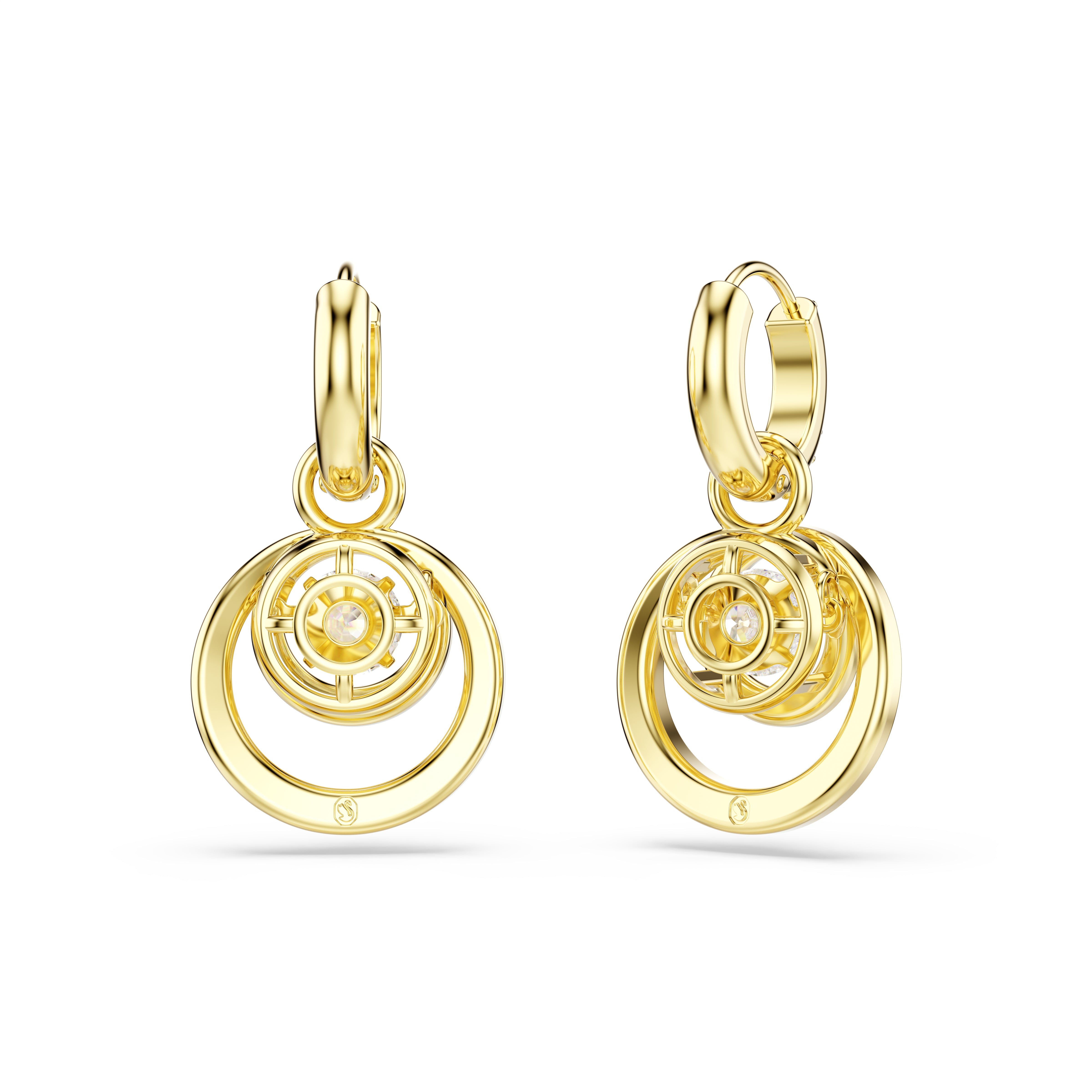 Swarovski Hyperbola Drop Earrings – Round cut, White, Gold-tone plated