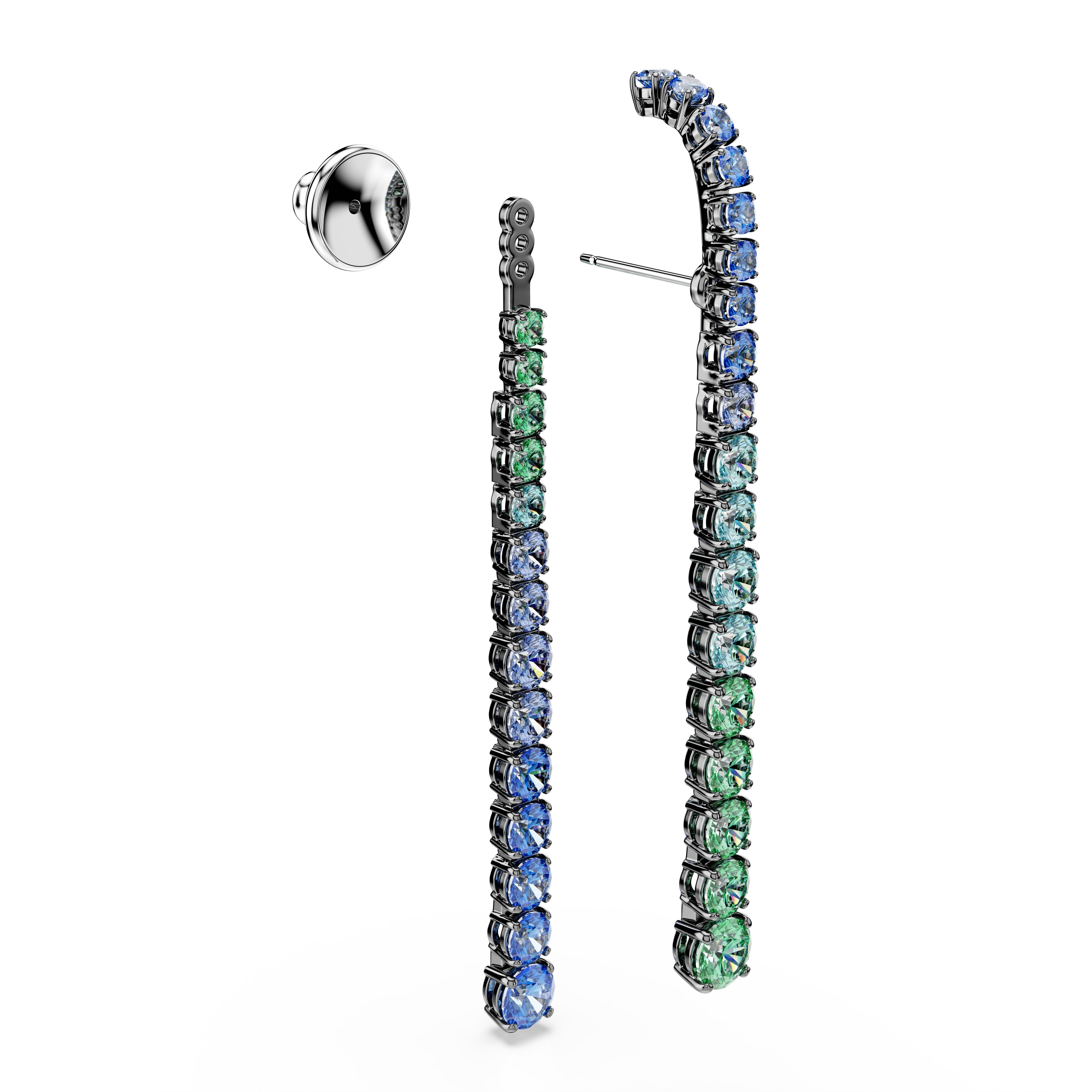 Swarovski Matrix Drop Earrings – Gradient of round cuts, Multicolored, Ruthenium plated