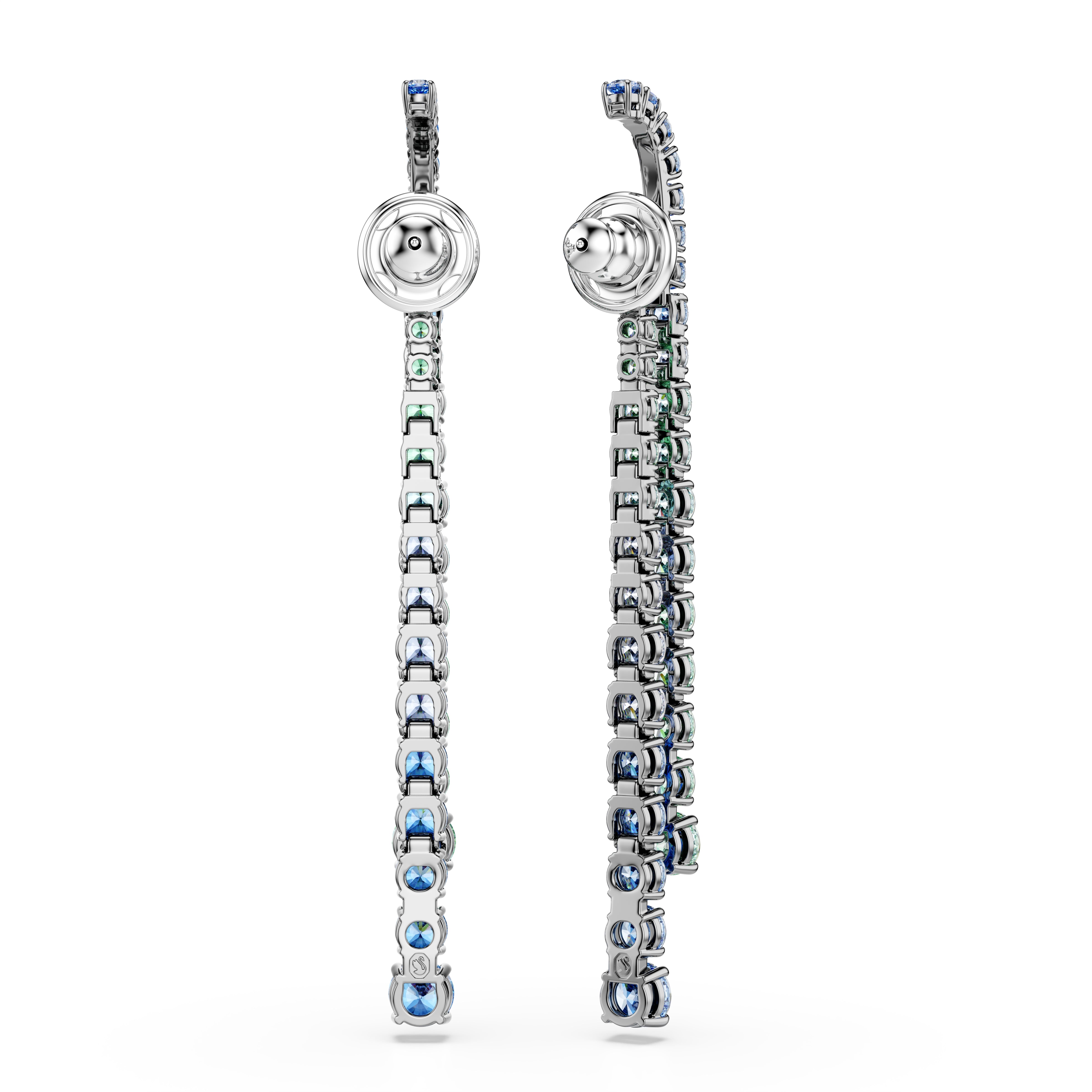 Swarovski Matrix Drop Earrings – Gradient of round cuts, Multicolored, Ruthenium plated